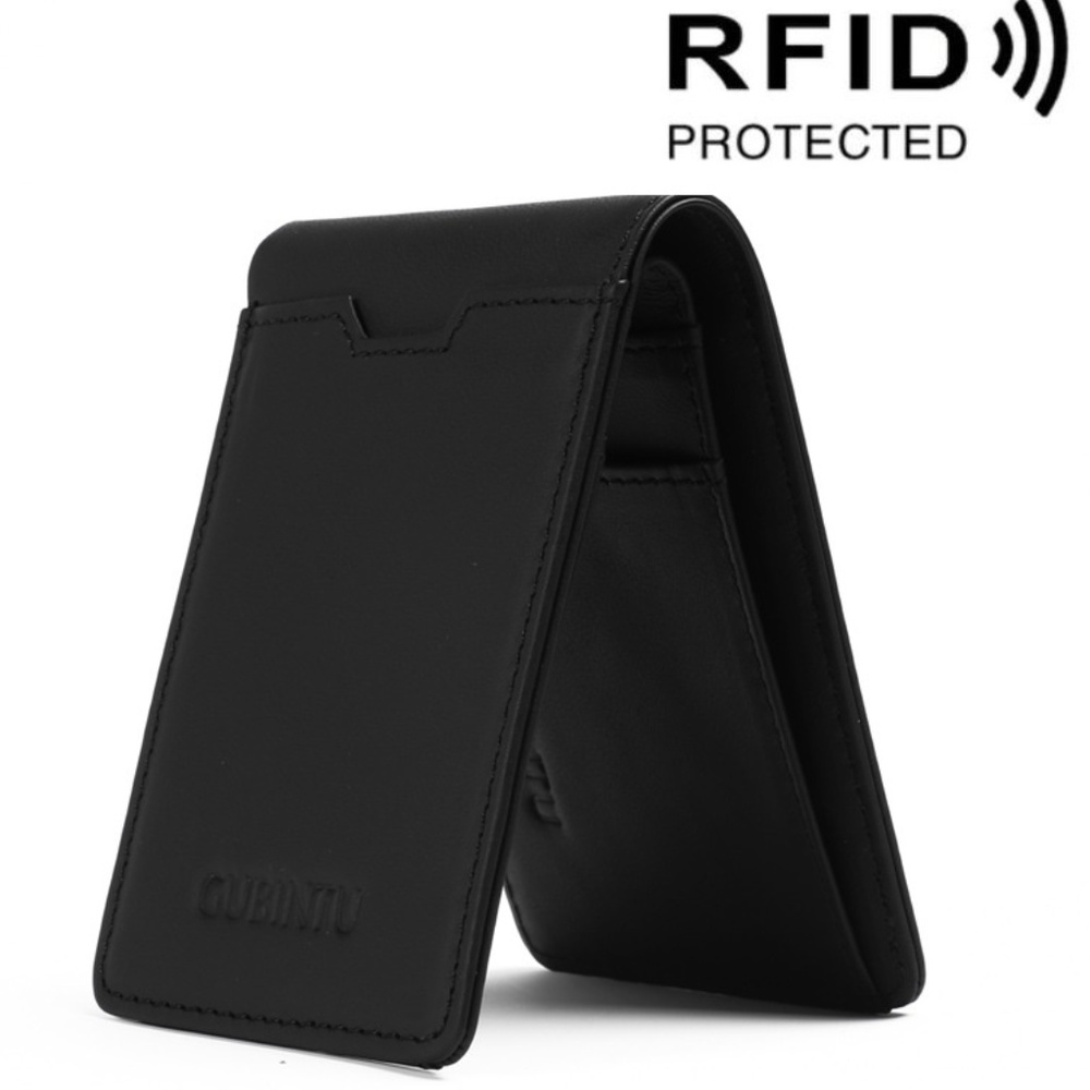 Slim Leather ID Credit Card Holder Bifold RFID - Picture 1 of 6